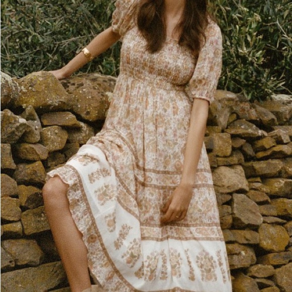 Spell Juniper Shirred Midi